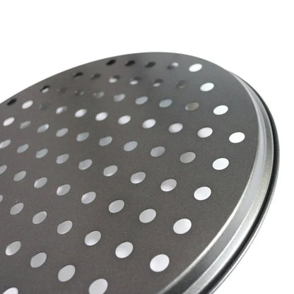 DecorBites™ Carbon Steel Perforated Pizza Pan Non Stick Baking Tray with Holes