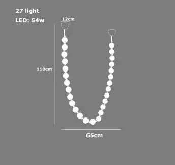 Lámpara colgante de cristal dorado DecorBites™ para sala de estar, collar de burbujas de lujo