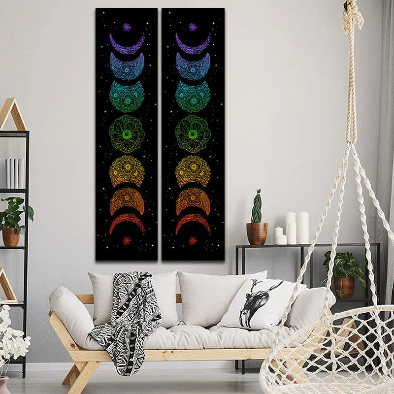 Decobites Moon Phase Botanical Tapestry - Aesthetic Home Decor