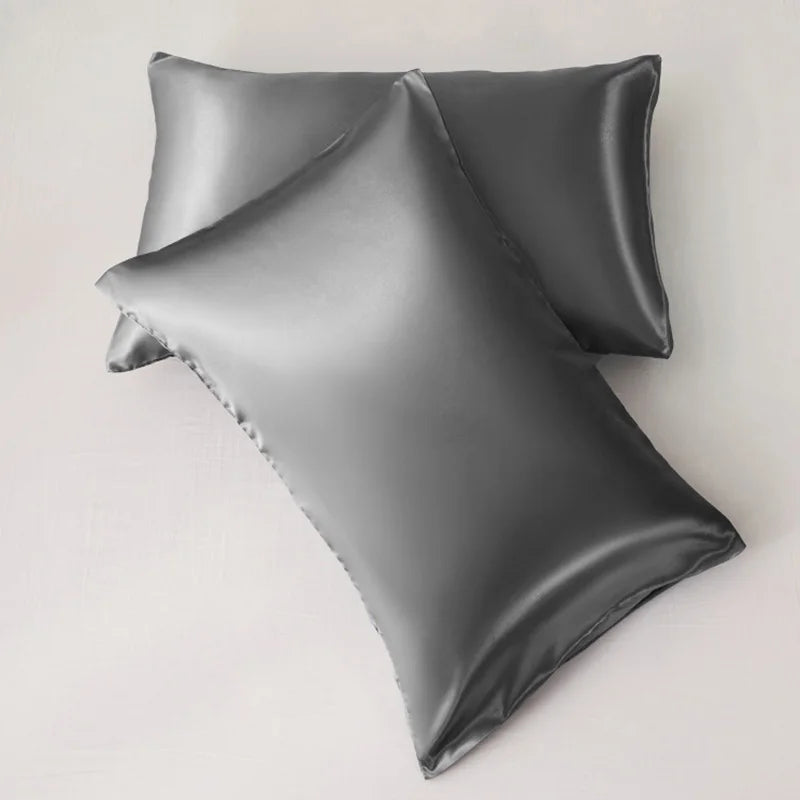 Decobites Silky Satin Pillowcase: Soft, Comfortable, High-End Solid King Queen Pillow Cover