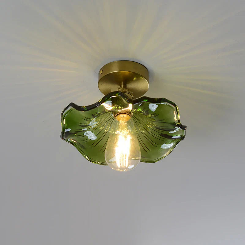 DecorBites™ Green Glass LED Ceiling Lamp for Home Living Room and Hallway Lighting