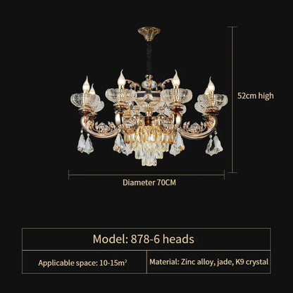 DecorBites™ Jade Crystal Chandelier: Elegant European Living Room Lamp