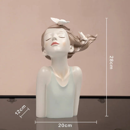 DecorBites™ Butterfly Girl Sculpture Vase Set - Modern Decorative Resin Flower Ornaments