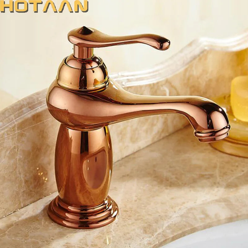 Grifo de lavabo de baño en latón dorado Decorbites™ con mezclador de cerámica