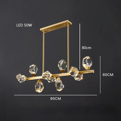 DecorBites™ Diamond Crystal Brass LED Pendant Light Gold Luxury Hanglamp