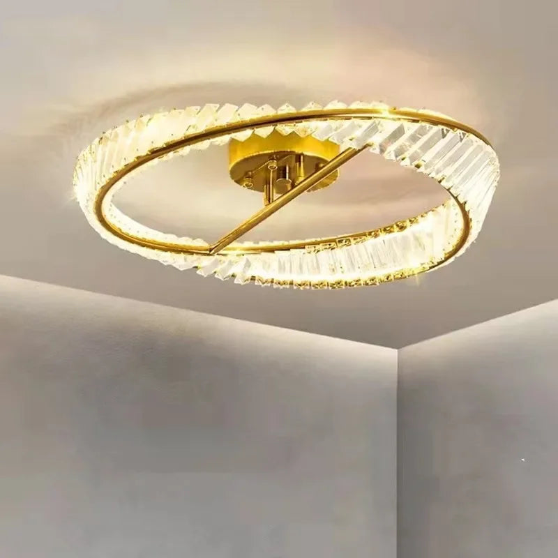 DecorBites™ Gold Metal LED Dimmable Ceiling Light with K9 Crystals