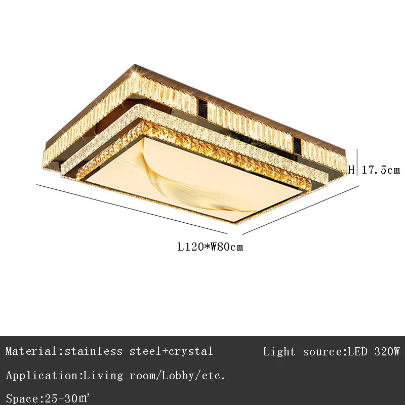 DecorBites™ Gold Ceiling Lamp | Modern Rectangle Crystal Bedroom Living Room Light