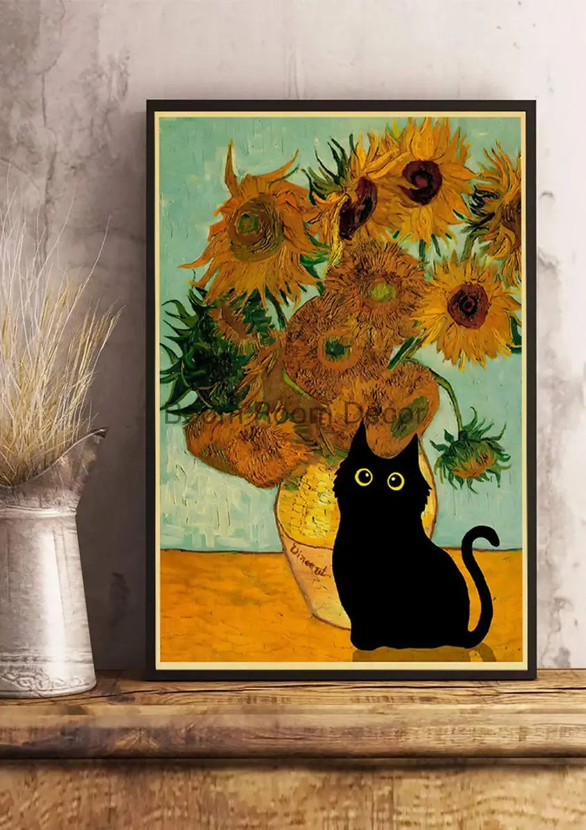 DecorBites™ Cute Digital Cats Cartoon Poster Print