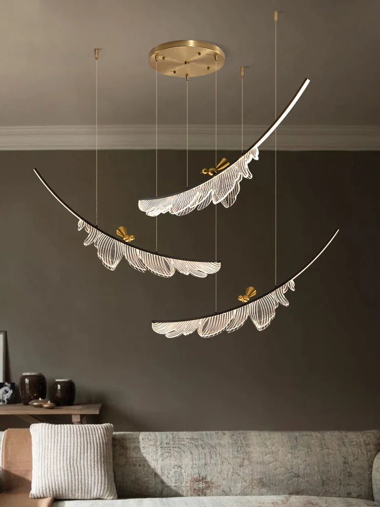 Lámpara de araña de cobre italiano DecorBites™: Diseño moderno y lujoso con guía de luz para restaurantes y bares.