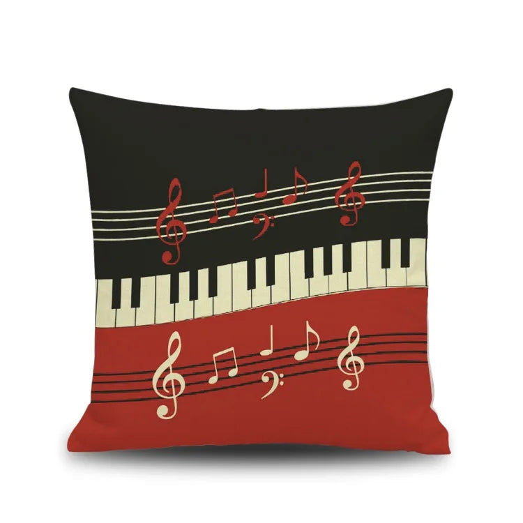 DecorBites™ Letter Notes Piano Graphic Print Linen Pillowcase 45x45cm Living Room Decor