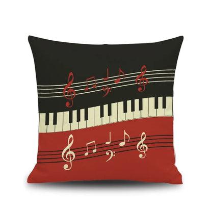 DecorBites™ Letter Notes Piano Graphic Print Linen Pillowcase 45x45cm Living Room Decor