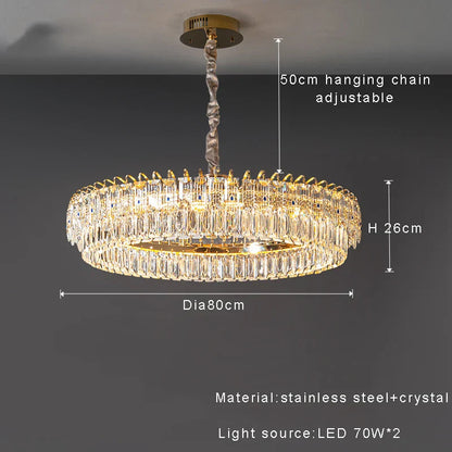 DecorBites™ Crystal Ceiling Chandelier, Nordic Luxury Double Lampara for Dining Table