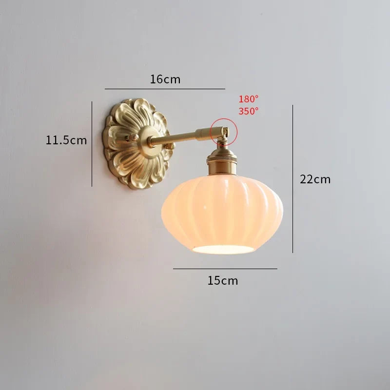 Decorbites™ Grüne Glas-LED-Wandleuchte mit Kupferbasis für Schlafzimmer und Wohnzimmer