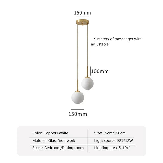 DecorBites™ LED Glass Ball Chandelier: Modern Nordic Lights for Dining Room, Restaurant, Bar