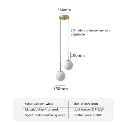 DecorBites™ LED Glass Ball Chandelier: Modern Nordic Lights for Dining Room, Restaurant, Bar
