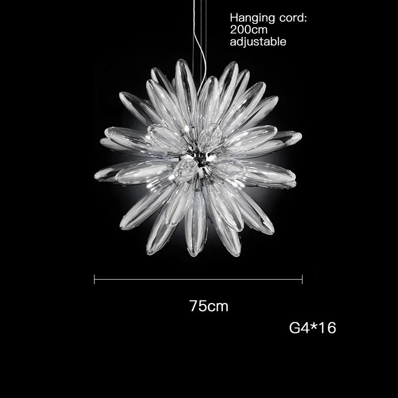 Glass Globe LED Chandelier 110cm Gold Hardware