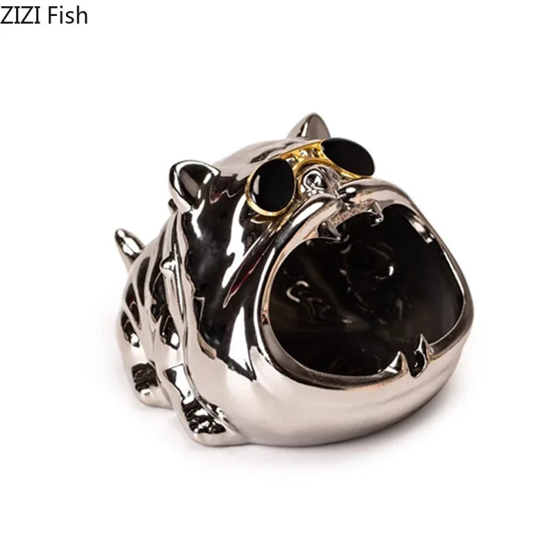 DecorBites™ Bulldog Ceramic Ashtray - Desktop Smoking Accessories for Weed - Portable Ashtray Gift