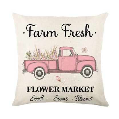 DecorBites™ Lavender Flower Linen Pillowcase for Sofa Car, Living Room Decor, Throw Pillow Case