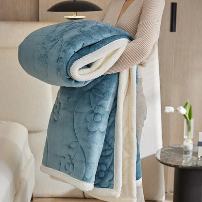 Manta de sofá DecorBites™ de lana de cordero de tres capas, acogedora, para decoración de otoño e invierno