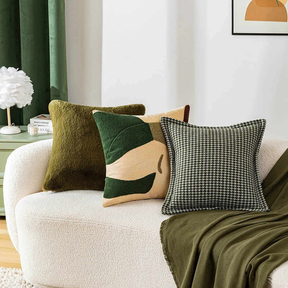 Green Tufted Cushion Cover