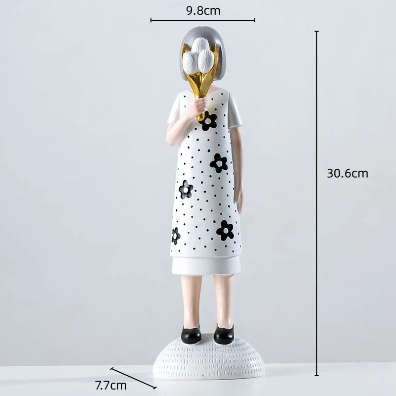 DecorBites™ Cartoon Girls Resin Figure Sculpture for Home Decor