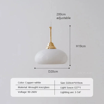 Lámpara colgante LED nórdica DecorBites™ de cristal color crema para decoración e iluminación del hogar