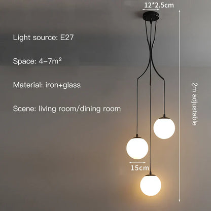 Lámpara de araña LED con bola de cristal DecorBites™, decoración moderna y minimalista para escaleras de villas tipo loft.