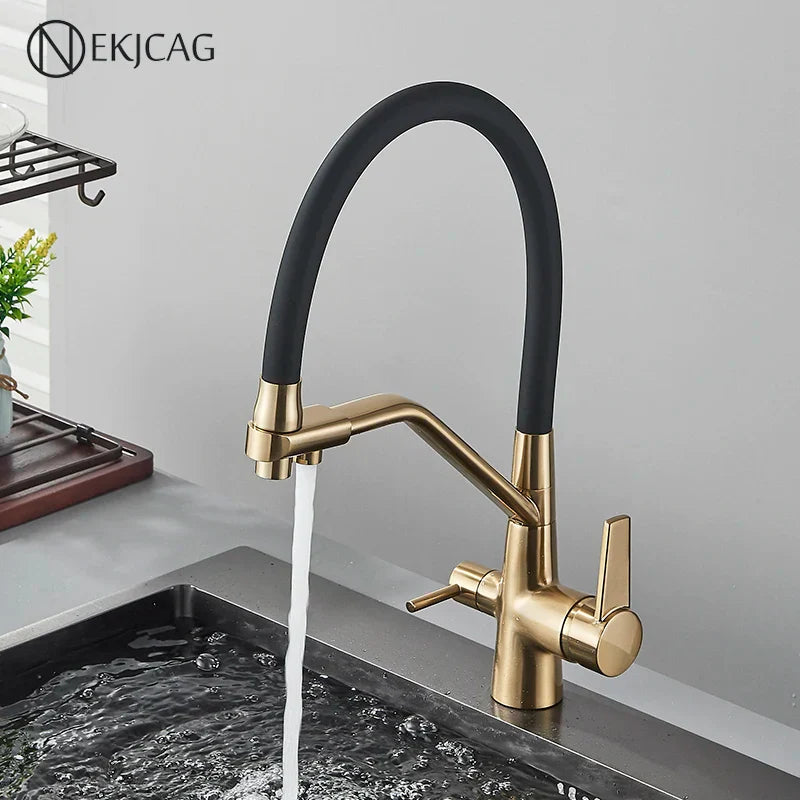 Gold 360-Degree Kitchen Faucet Stainless Steel