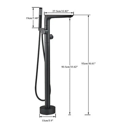 DecorBites™ Dual Handle Black Waterfall Bathtub Faucet Floor Standing Set for Bathroom