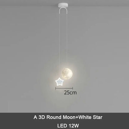 ديكوربايتس™ مصباح معلق للأطفال على شكل نجمة وقمر مع جهاز تحكم عن بعد للتحكم في الإضاءة