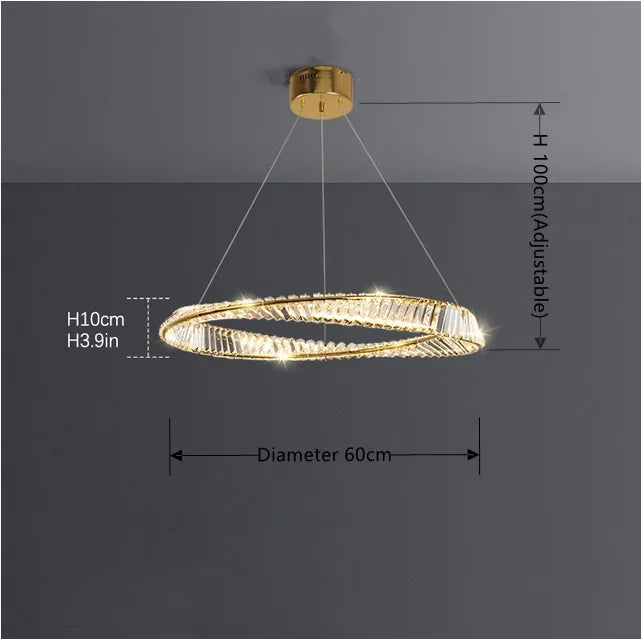 DecorBites™ DNA Spiral Crystal Chandelier LED Ring Design for Luxury Living Room