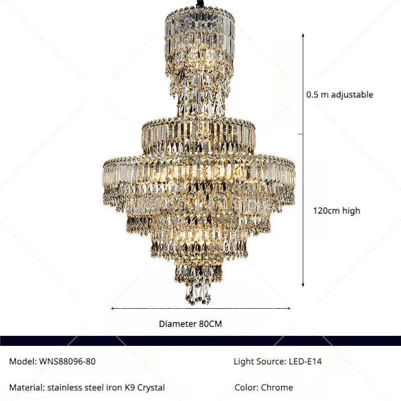 DecorBites™ Crystal Chandelier: Luxury Modern Staircase & Living Room, Hotel & Villa Lighting