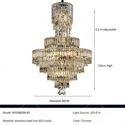 DecorBites™ Crystal Chandelier: Luxury Modern Staircase & Living Room, Hotel & Villa Lighting