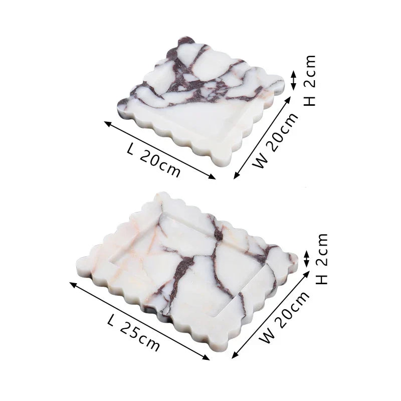 DecorBites™ Calacatta Viola Marble Tray: Luxury Vanity & Kitchen Decor Tray