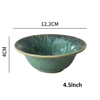 Vajilla de cerámica DecorBites™ - Platos y bol de cerámica de inspiración japonesa con diseño de cambio de horno