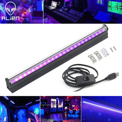 DecorBites™ LED Black Light 6W: 395nm T5 UV Blacklight Bar for Glow Halloween Decor