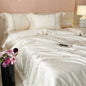 Decobites Rose Flowers Embroidery Bedding Set - Soft Lyocell Cotton, Silky Duvet Cover, Sheet, Pillowcases