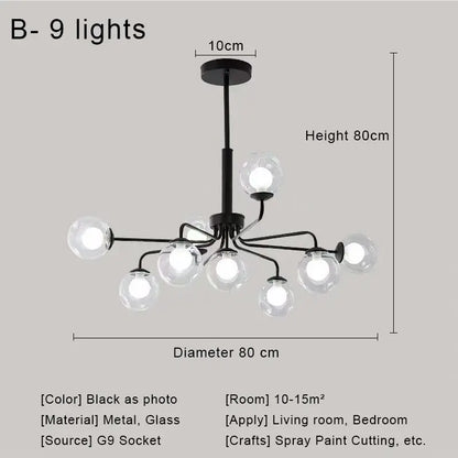 ثريا DecorBites™ الزجاجية المعلقة على شكل كرة لغرفة المعيشة وغرفة النوم وغرفة الطعام