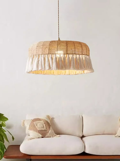 DecorBites™ Hemp Rope Ceiling Chandelier: Japanese-Inspired Twine Pendant Lights for Home Decor