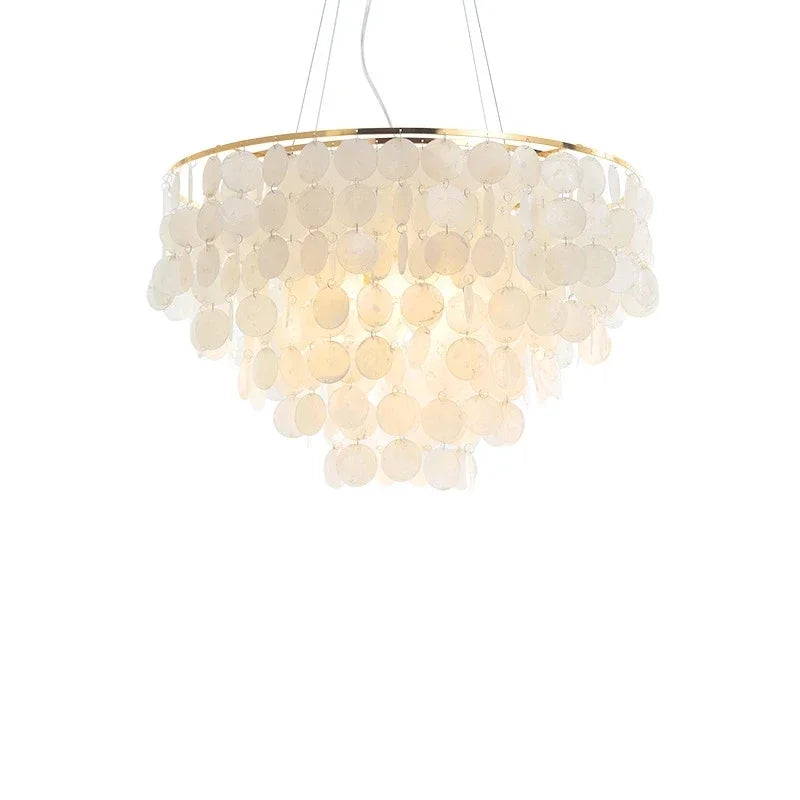 DecorBites™ Gold Chrome Metal Shell Chandelier for Restaurant Living Room Hotel Hall