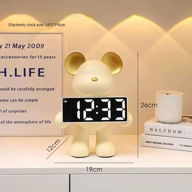 DecorBites™ Elegant Bear Clock Ornament for Home Decor and Living Room Craftmanship
