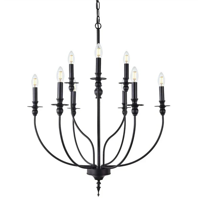 DecorBites™ 9-Head Retro Industrial Chandelier with E14 Candle Lights