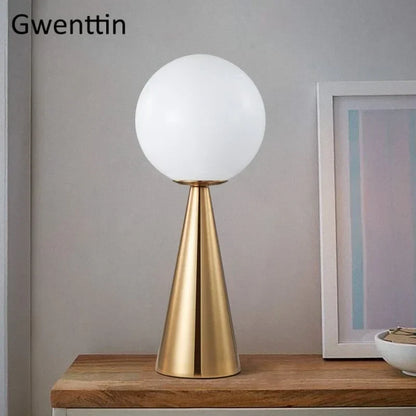 DecorBites™ Gold Glass Ball Table Lamp LED Desk Lighting Modern Home Decor for Bedroom Living Room