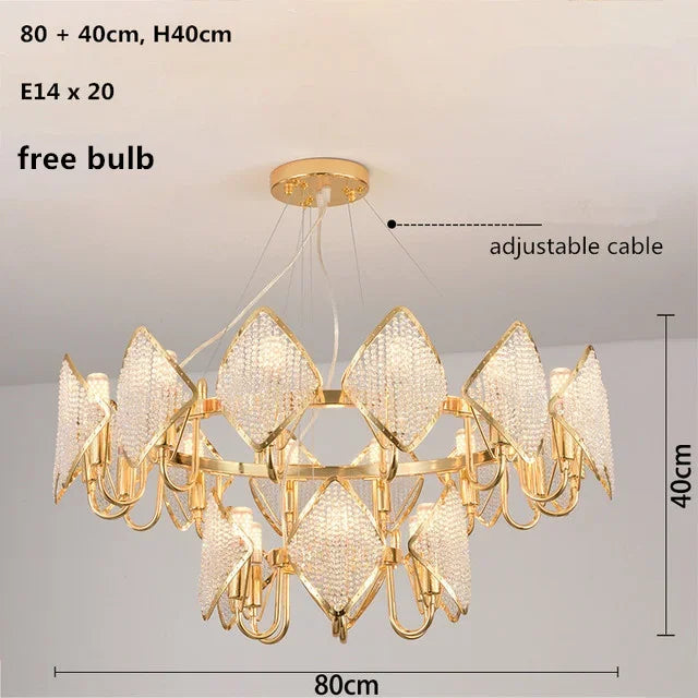 DecorBites™ Crystal Chandelier Pendant Light: Modern Luxury Luminaria for Living Room Décor