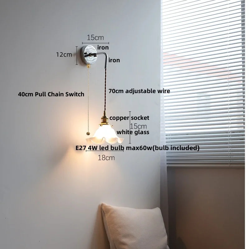 DecorBites™ Japanese Style LED Wall Sconce Pull Chain Stair Light Fixtures