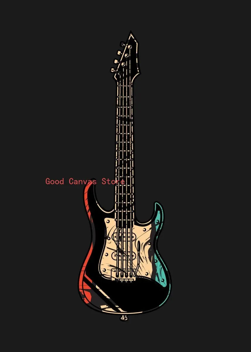 Lienzo impreso con guitarra eléctrica abstracta - Arte mural musical de DecorBites™