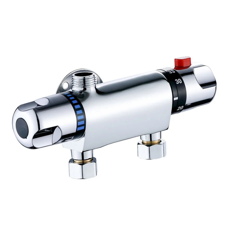 DecorBites™ Dual Handle Thermostatic Shower Faucet Mixer Valve, Wall Mounted Chrome