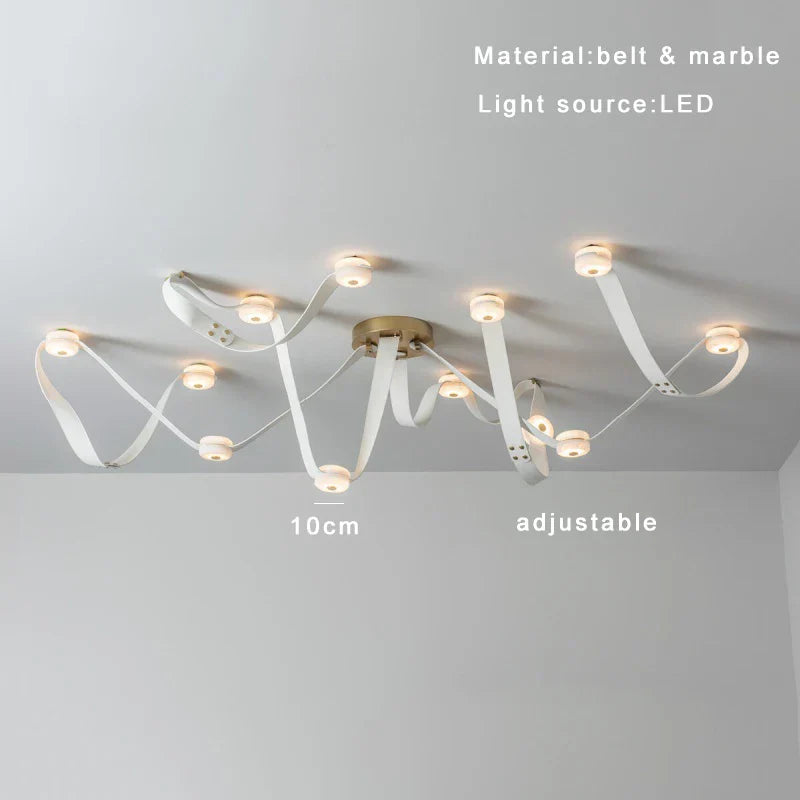 DecorBites™ Designer Belt Marble Pendant Lights: Luxury Dimmable Fixture for Villa Duplex