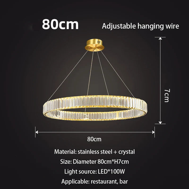 Gold Crystal Ring Chandelier Dia120cm Modern LED
