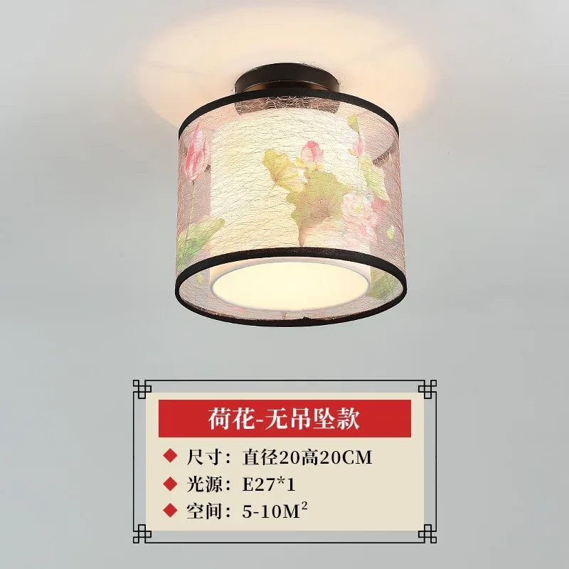 Lámpara de techo tipo araña china DecorBites™ Lotus, sencilla, para pasillo, con iluminación LED.